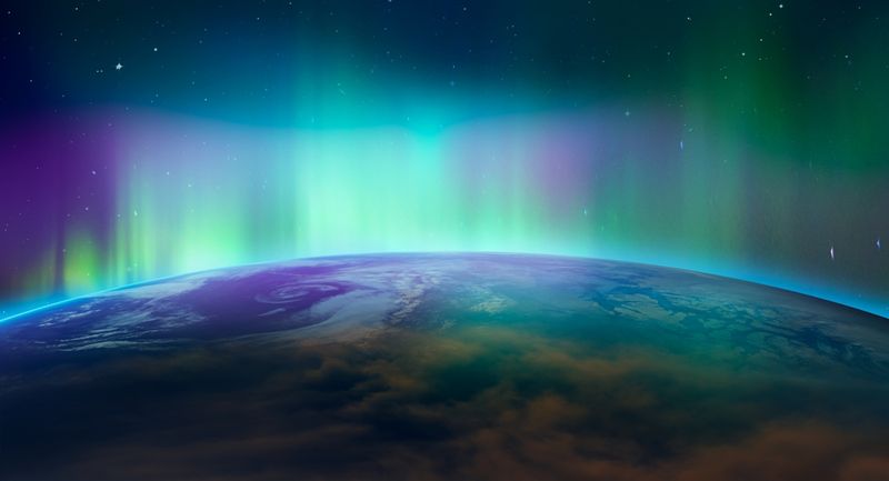An aurora ove Earth seen from space