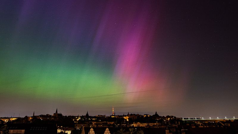 Aurora (aurora borealis) in Prague on 10th May 2024