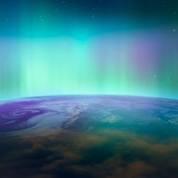 An aurora ove Earth seen from space