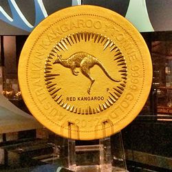Australian Kangaroo One Tonne Gold Coin displayed in the Perth Mint.