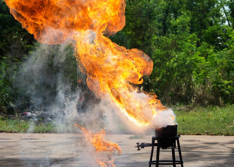 Barbeque on fire
