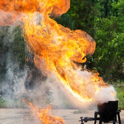 Barbeque on fire