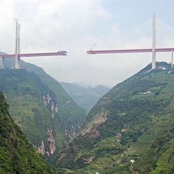 China's Beipanjiang Duge Bridge under construction in 2016.