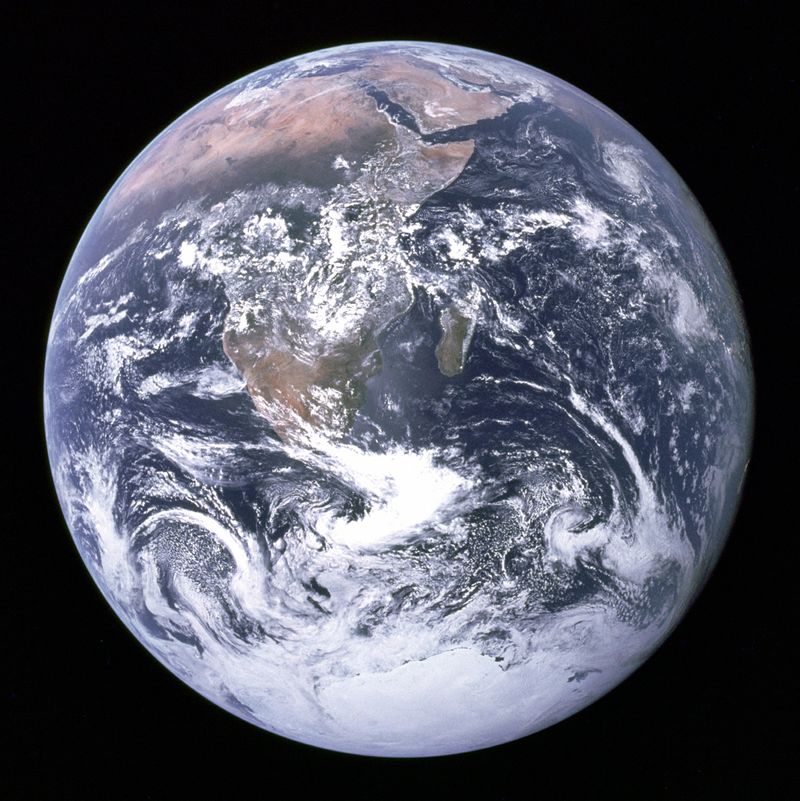 Taken by NASA in 1972, the iconic "Blue Marble" photograph shows the Earth as it currently looks. 