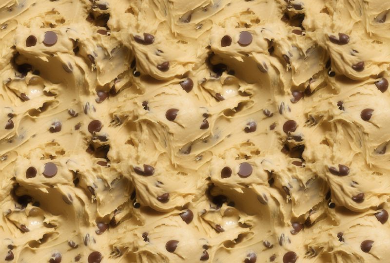 Illustration, close-up of chocolate chip cookie dough.