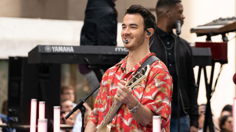 Kevin Jonas of The Jonas Brothers band performs on NBC TODAY SHOW at Rockefeller Plaza
