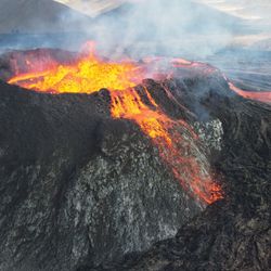 An eruption at Mauna Loa, the largest active volcano on the planet