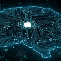 a mother-board designed in the shape of a brain