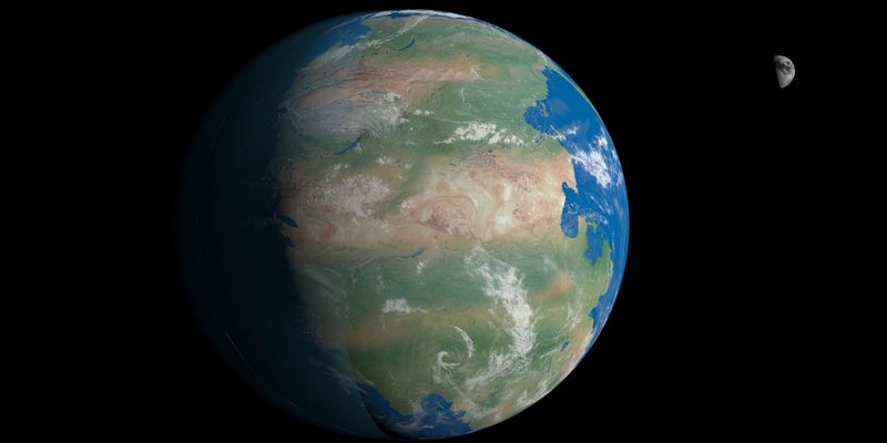 A globe of Earth during the Pangaea supercontinent era