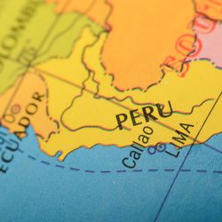 A photo of globe focusing on Peru.