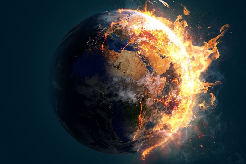 Planet Earth on fire