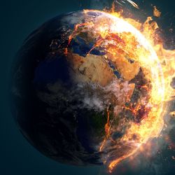 Planet Earth on fire