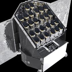 Artist's impression of what PLATO will look like in space.