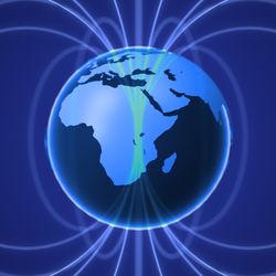 A schematic view of the Earth's magnetic field as conventri rings going from one pole to the next