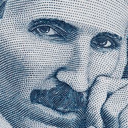 Portrait of Nikola Tesla in blue