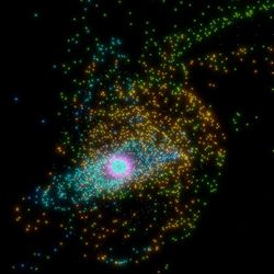 Simulation showing our Solar System being disturbed by another star.