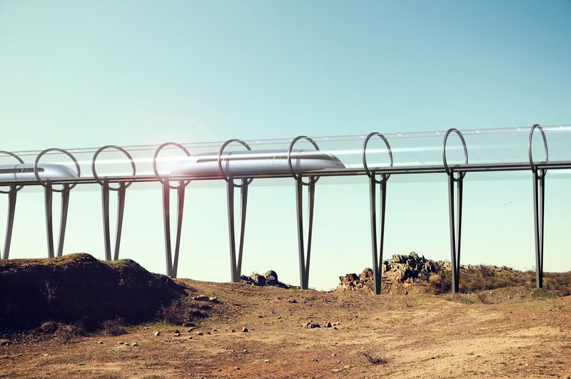 An artist's depiction of a Hyperloop, similar to the ultra-high-speed maglev train being designed in China