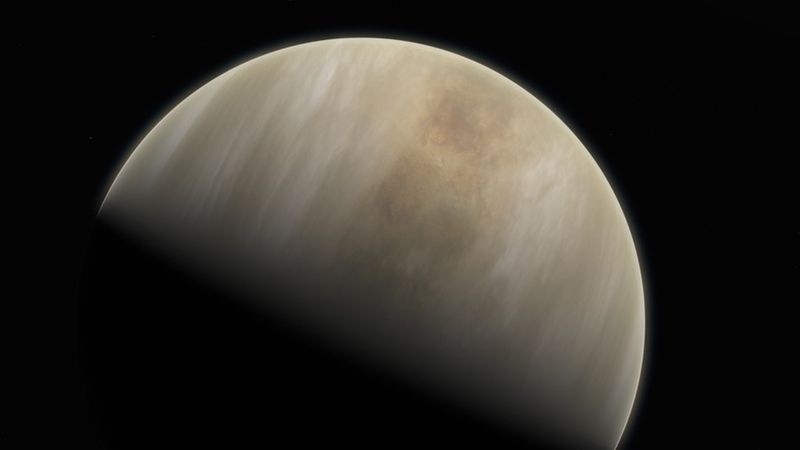 This artistic impression depicts Venus and its cover of clouds
