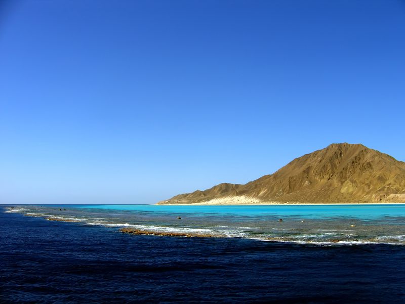 Zabargad Island: A rocky Deserted island in the red sea and a lagoon