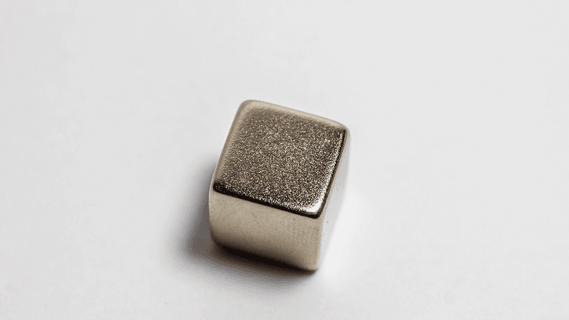 Silver cube on a white background