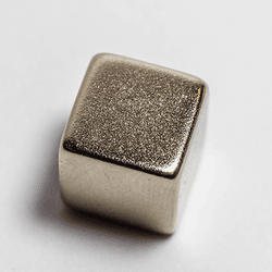 Silver cube on a white background