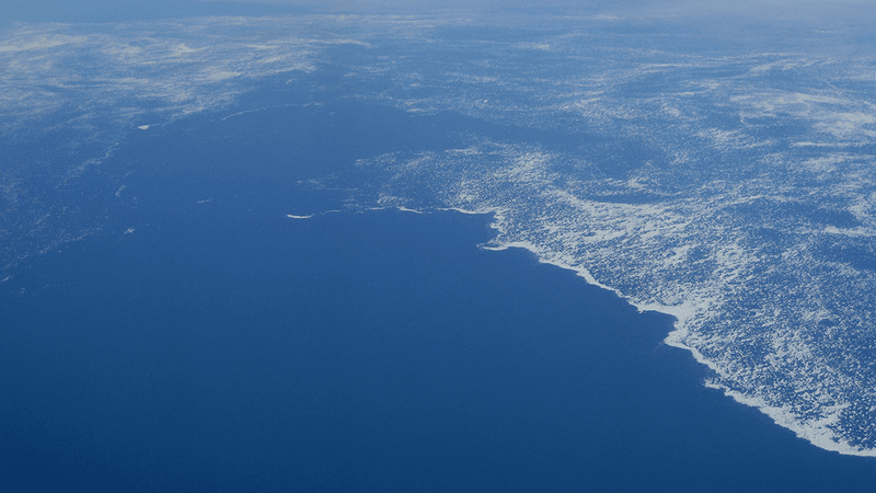 The Davis Strait, west of Greenland.