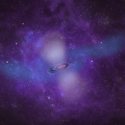 A galaxy shrouded in a huge cloud of gas.