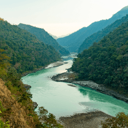 the Ganges river running through a valley