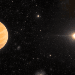 Artist's impession of TIC 241249530b a gas giant on the way to becoming a hot Jupiter with possibly the most eccentric orbit we have ever seen