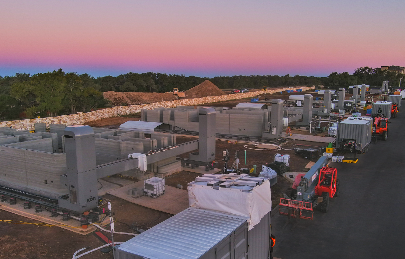 Giant 3d printers in action at Wolf Ranch, Texas. Giant 3d printers in action at Wolf Ranch, Texas.