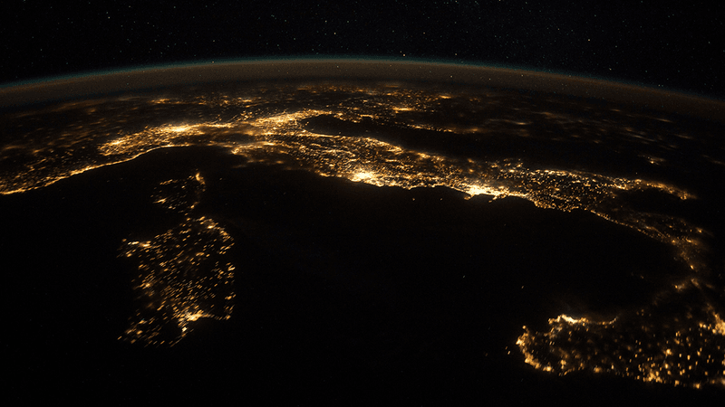 Italy captured from the International Space Station.