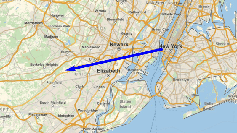 A map showing the trajectory of the bolide.