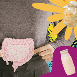 collage representing probiotics and prebiotics