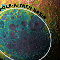 relief of craters on the moon has shown in different color. The basin is much deeper thatn anything aound with even deeper craters within.