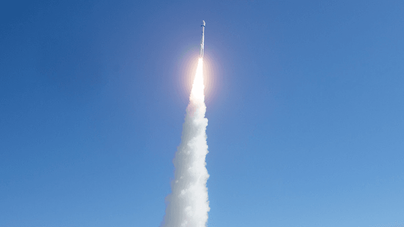 A rocket test launch.