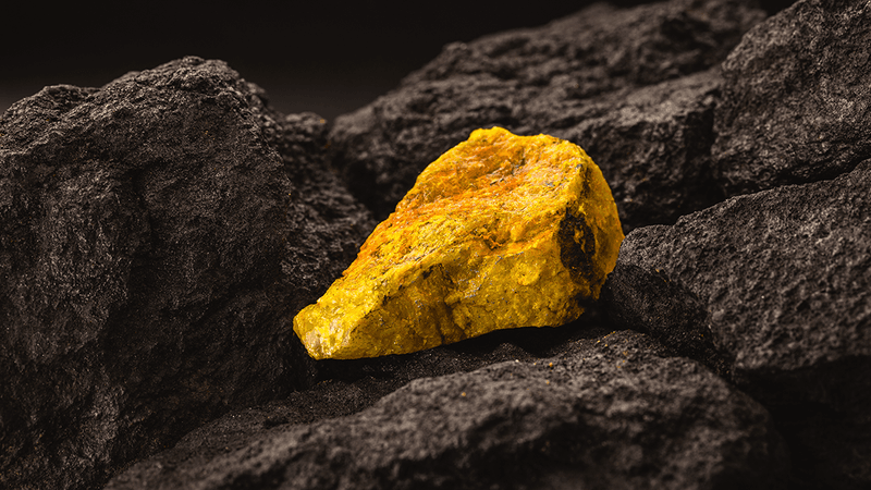 Bright yellow uranium ore.